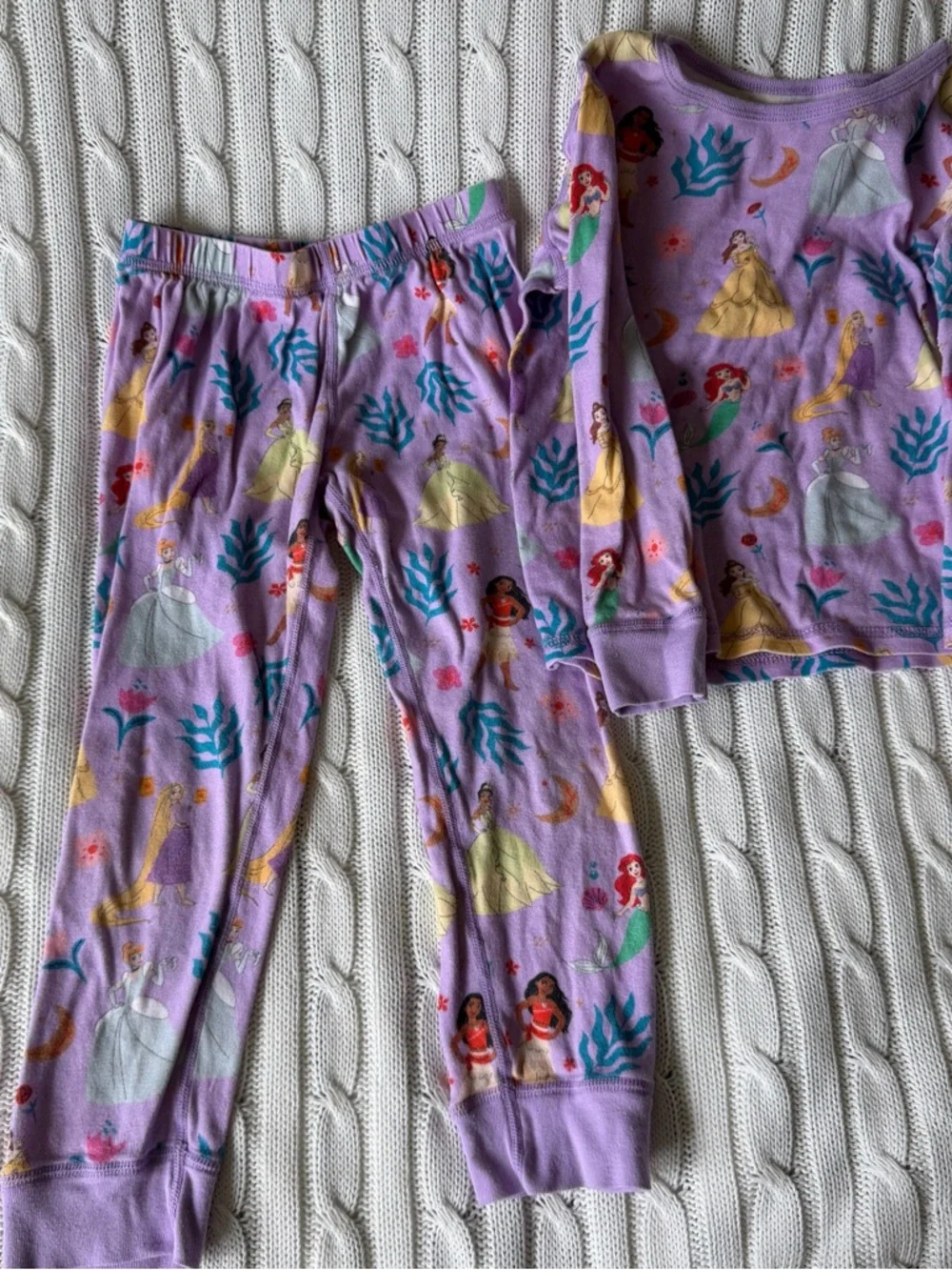 Disney Princess Pajamas PJ Size 5 Moana Cinderella Belle Rapunzel Tiana Ariel